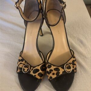 Audrey Brooke Leopard Print Heels with Ankle Strap
